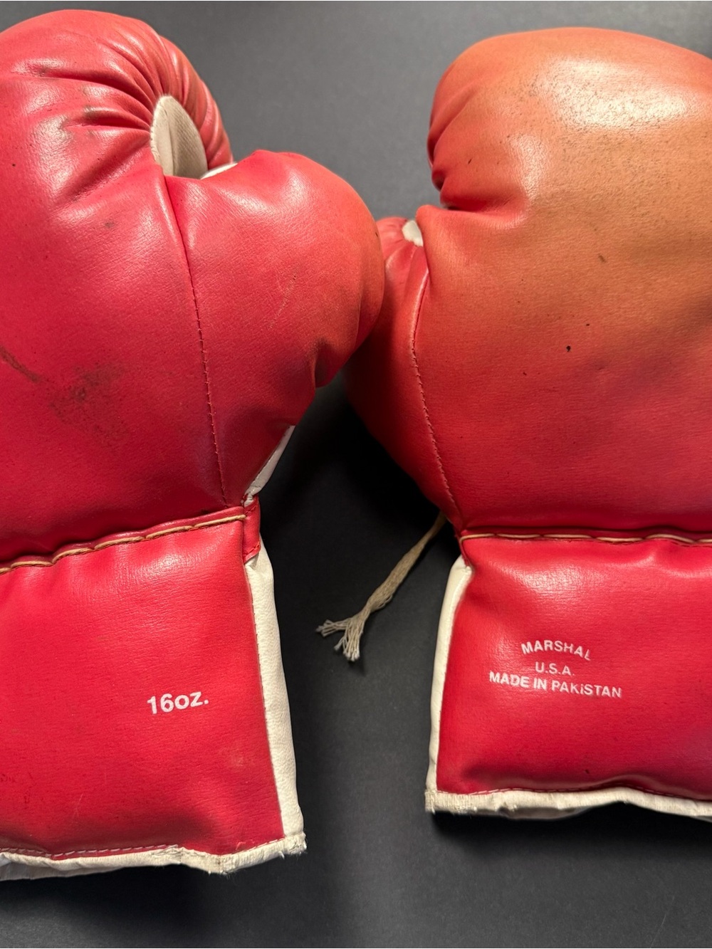 16oz Red Boxing Gloves with White Trim